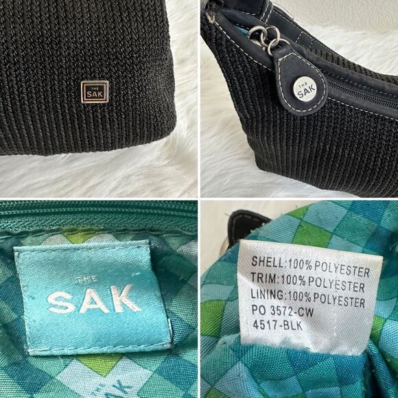 The Sak Woven Crochet Knit Black Shoulder Bag - Picture 7 of 13